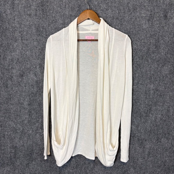 Lilly Pulitzer Sweaters - Lilly Pulitzer White Open Front Cardigan Womens S Pima Cotton Modal Lightweight